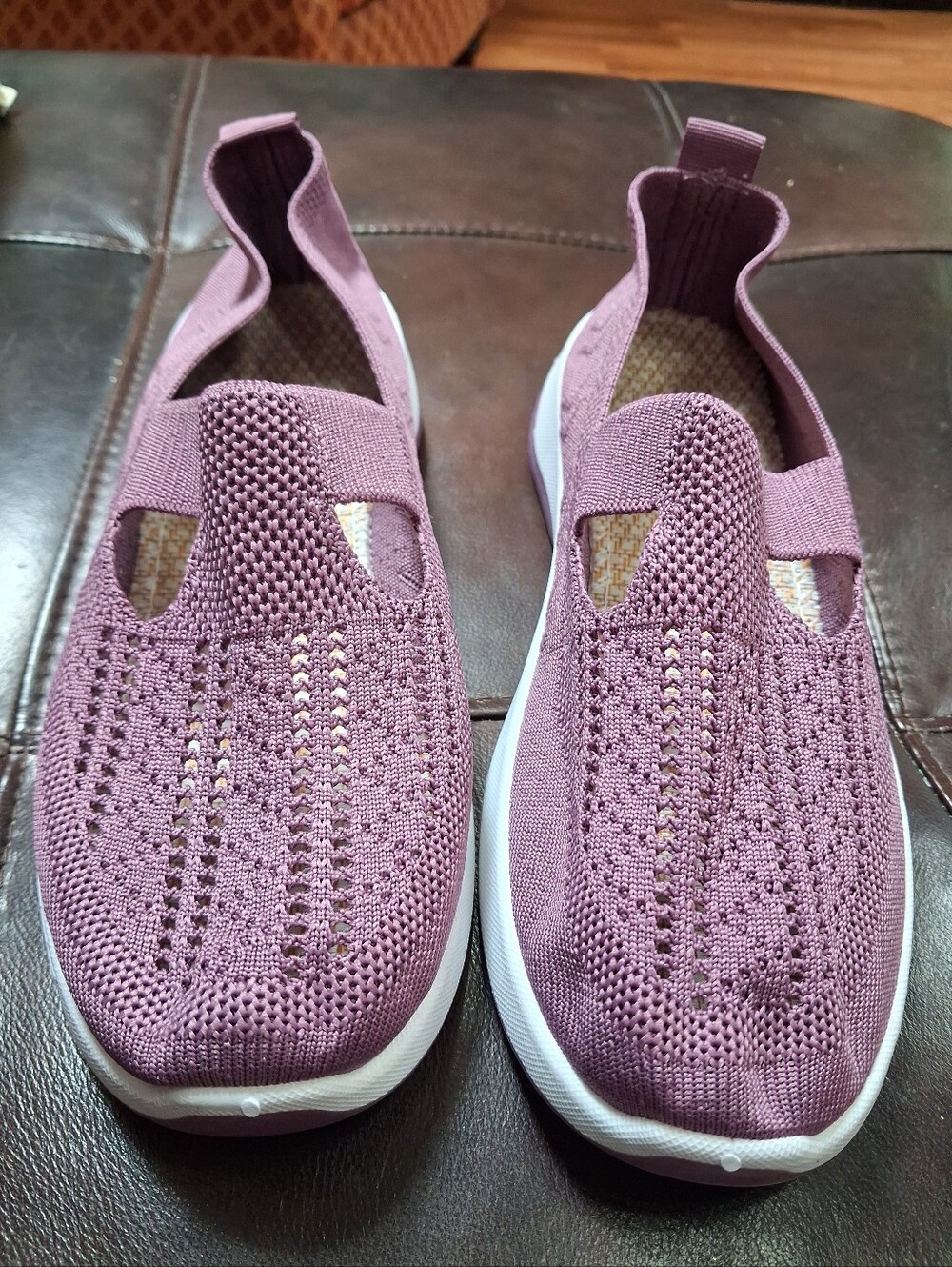 Comfort Knit Slip-On Walking Shoes in Dusty Plum - Picture 5 of 6